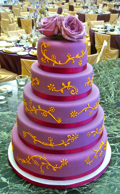 purple wedding cake Purple and gold cake