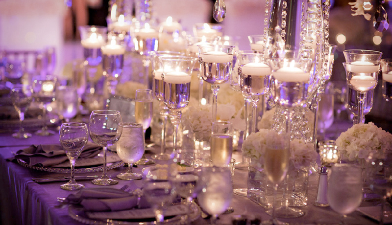 purple wedding table Purple table lighting
